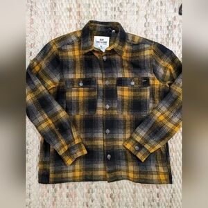 Only & Sons Mens XL Black & Yellow Over shirt/Plaid Jacket With Metal Buttons